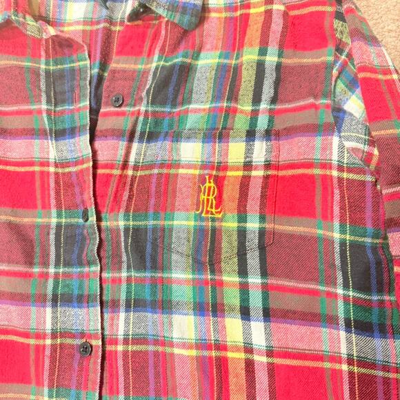 Lauren Ralph Lauren Holiday Plaid Cotton Flannel Shirtdress Sleepshirt Small - Picture 3 of 5